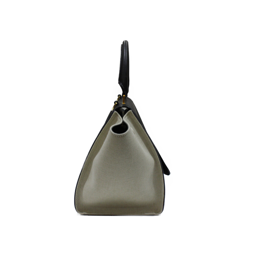 CELINE Trapeze Black Navy Blue Beige Tan Leather Handbag Shoulder Bag - Picture 3 of 7
